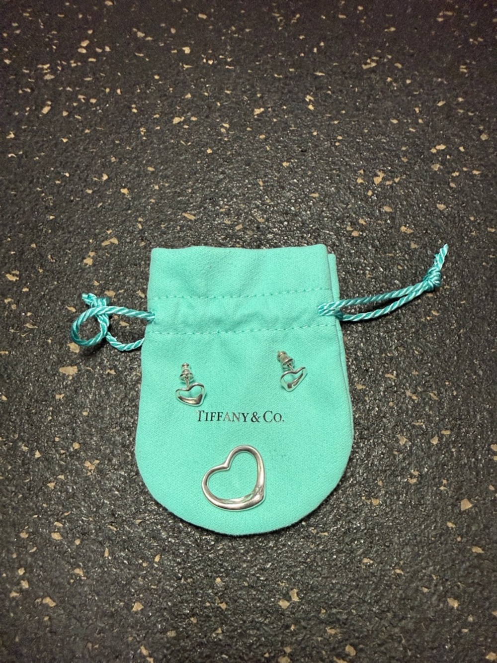 Tiffany & Co. Elsa Peretti Open Heart Earrings and Pendant in Tiffany Blue
